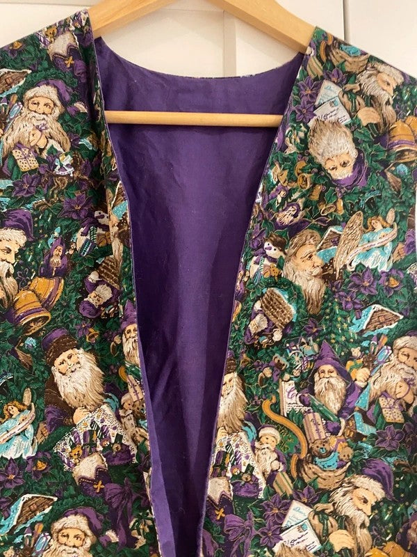 Handmade Reversible Christmas Santa Waistcoat Purple Festive Vintage UK 10–12