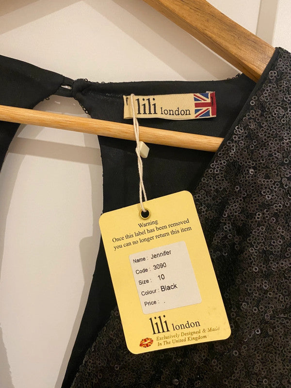 Lili London Black Sequin Bodycon Mini Dress Size 10 - New with Tags