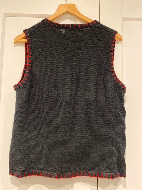 Vintage NutCracker Christmas Snowman Sequin Knitted Waistcoat Vest – Medium
