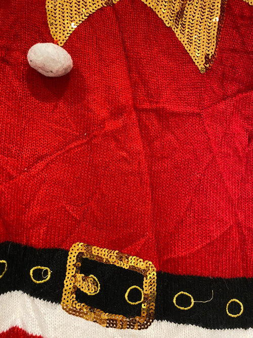 Elf Christmas Jumper Dress – Sequin Detail – Size L (Fits Like XS/S)