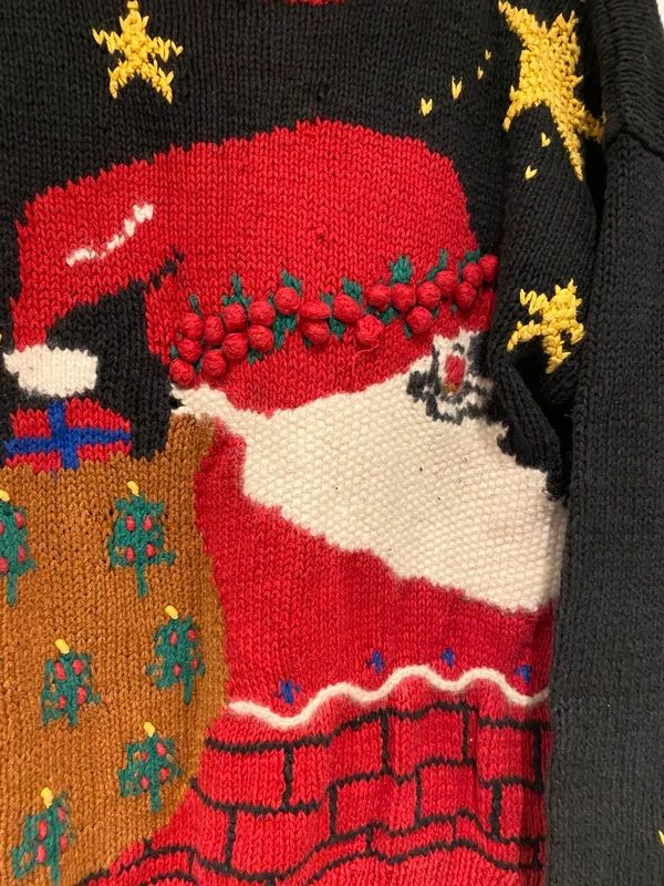 Vintage Lucia Christmas jumper Santa festive knit size L (fits UK 12-14)