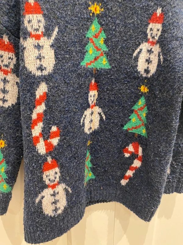 Vintage Christmas Snowman Candy Cane Jumper