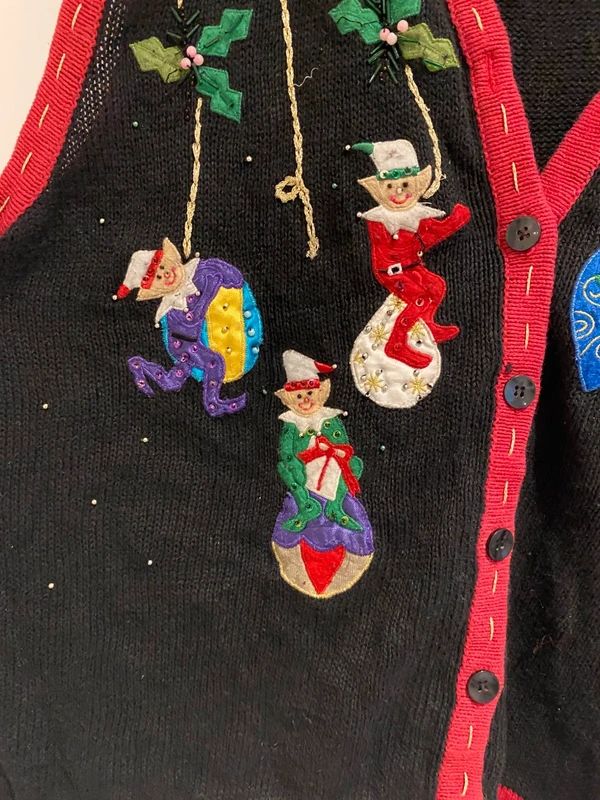 Vintage One Step Up Plus 3X Christmas Elf Knit Vest