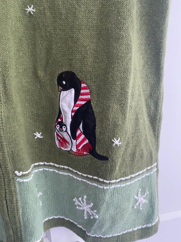 Vintage Christmas Penguin Knit Vest Gilet Women’s 16–18