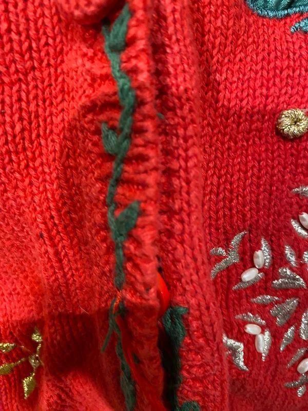 Vintage Christmas Vest Red Knit Nutcracker Xmas Trees Medium