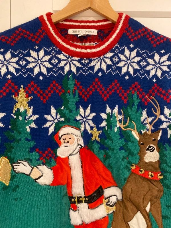 Men’s Christmas Jumper Santa Reindeer Festive Knit Size S