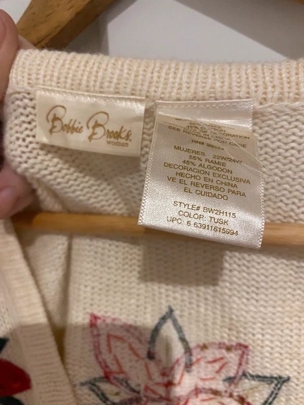 Vintage Bobbie Brooks Christmas Poinsettia Knit Vest 2X 22/24