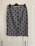 Monsoon Navy & White Geometric Print Skirt – UK 10