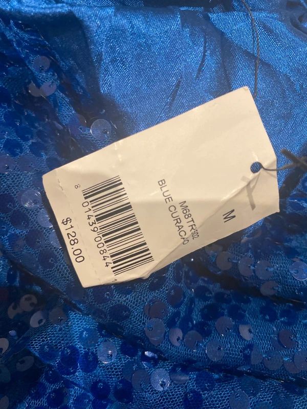 Tahari Blue Sequin Halter Top Party Evening UK 10