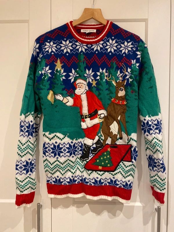 Men’s Christmas Jumper Santa Reindeer Festive Knit Size S