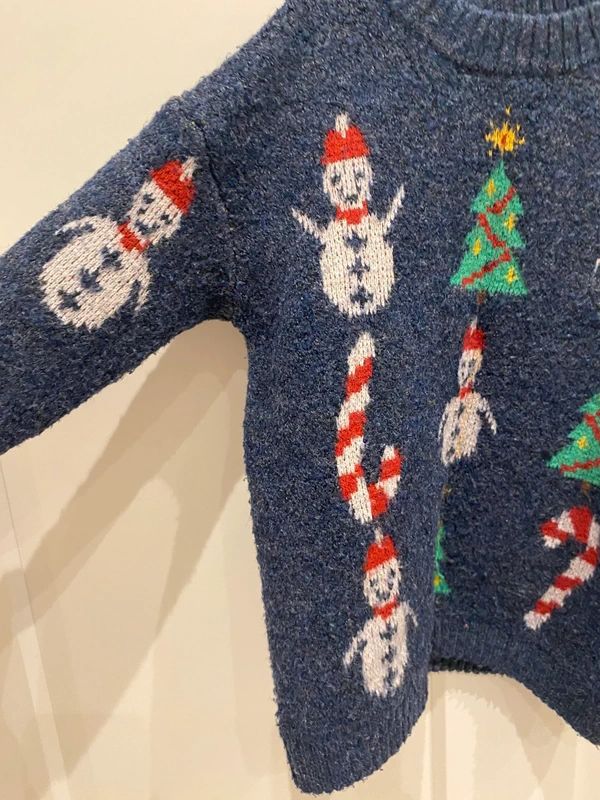 Vintage Christmas Snowman Candy Cane Jumper