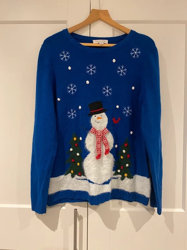 Breckenridge Blue Snowman Christmas Jumper – Size XL