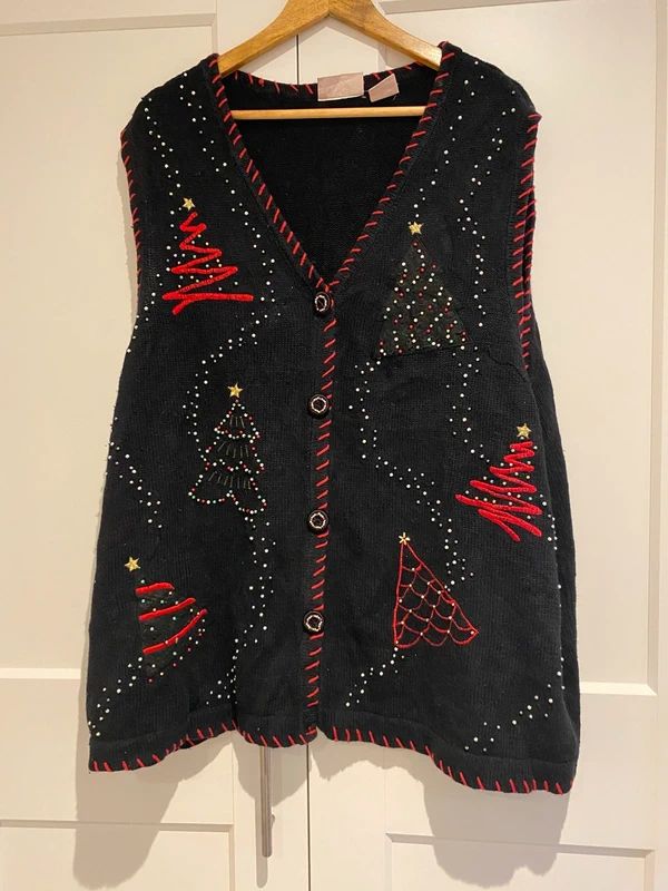 Vintage Basic Editions 3X Christmas Knit Cardigan Vest