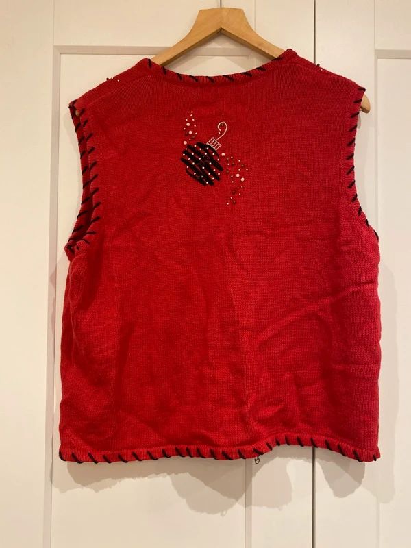 Women’s Christmas Embellished Knit Vest Sun Li Joy Size L (Fits UK 16) Festive