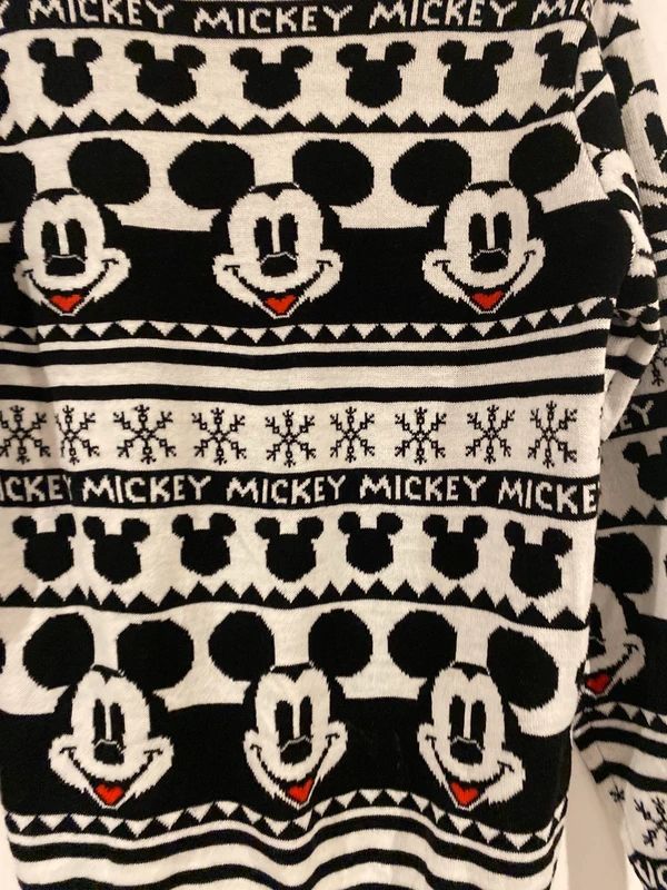 Very Man Mickey Mouse Christmas Jumper Black White Size S/M Disney