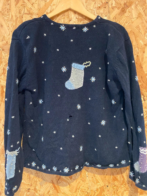 Christopher & Banks Hand Embroidered “JOY” Christmas Sweater – Size L