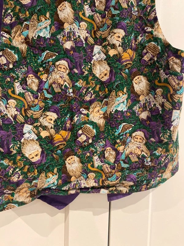 Handmade Reversible Christmas Santa Waistcoat Purple Festive Vintage UK 10–12