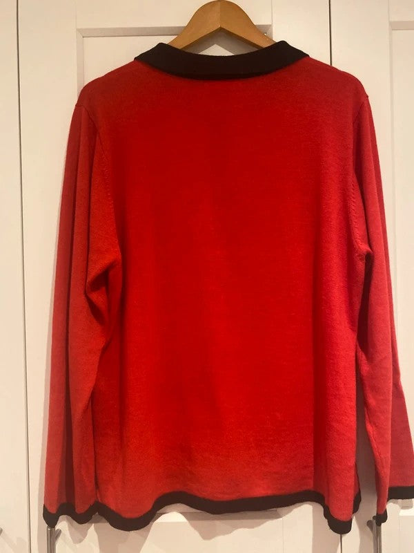 Reference Point Vintage Christmas Cardigan XL Red Snowman Beaded Festive Jumper