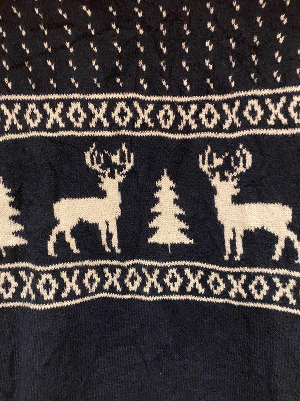 Old Navy Fair Isle Reindeer Christmas Jumper – Navy & White