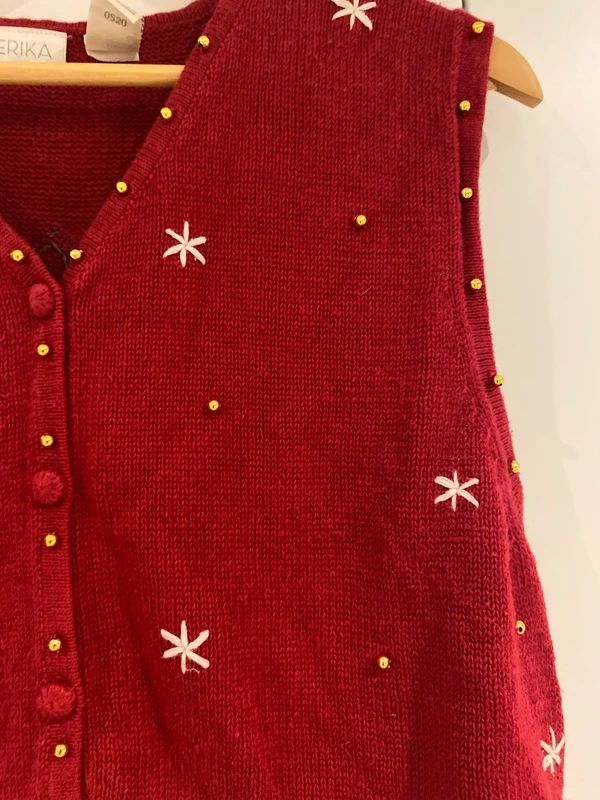 Vintage Christmas Knit Vest – Erika – Festive Jumper – Fits UK 14