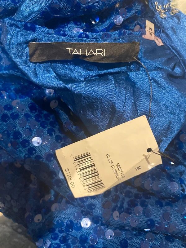 Tahari Blue Sequin Halter Top Party Evening UK 10
