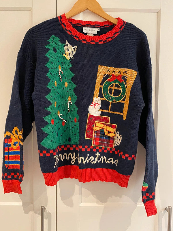 Sweater Loft Vintage Christmas Jumper – Navy – Size M