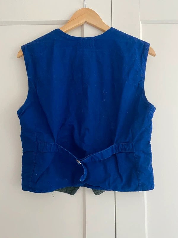 Vintage The Daily Planet Embroidered Mountain Waistcoat Gilet Blue Boho Festival