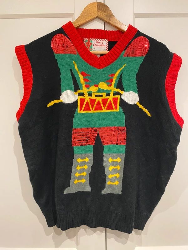 Christmas Elf Sequin Knitted Vest Jumper – Festive – Size XL