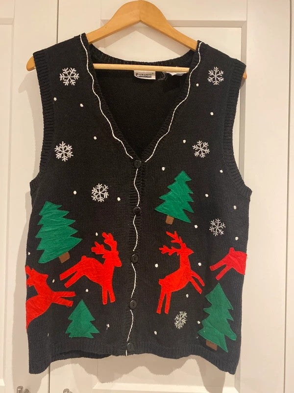 Capacity Christmas Reindeer Knitted Waistcoat – Size Medium