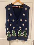 Laura Gayle Christmas Tree Knit Vest Navy Size L Fits UK 16-18