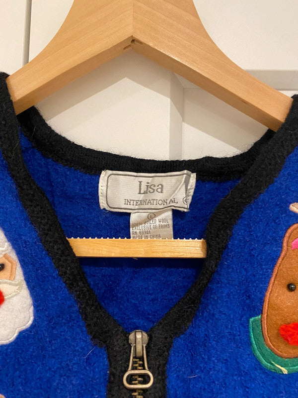 Vintage Lisa International Christmas Vest – Fits Like XS – Wool – Has Flaws