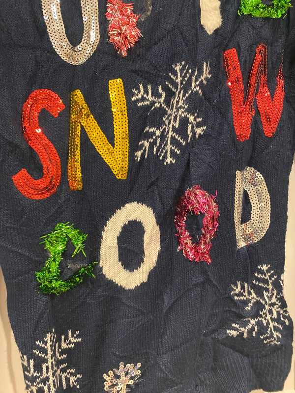 Navy “Up to Snow Good” Christmas Jumper – Fits Like a uk 12