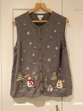 Breckenridge Petite Christmas Snowman Knit Vest Grey UK 16