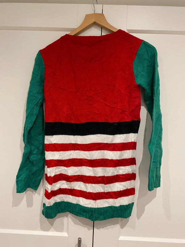 Elf Christmas Jumper Dress – Sequin Detail – Size L (Fits Like XS/S)