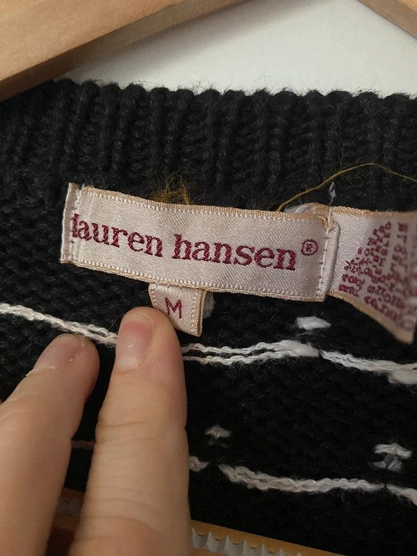 Vintage Lauren Hansen Christmas Jumper Medium 3D Baubles Festive Knit