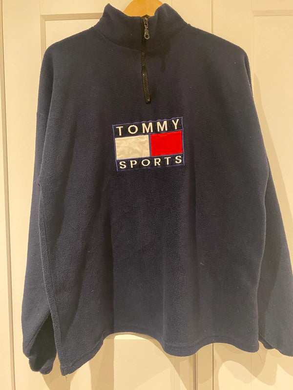 Vintage Tommy Sports Navy Fleece – XXL Fit