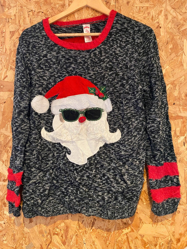 Holiday Time Santa Face Christmas Jumper – L