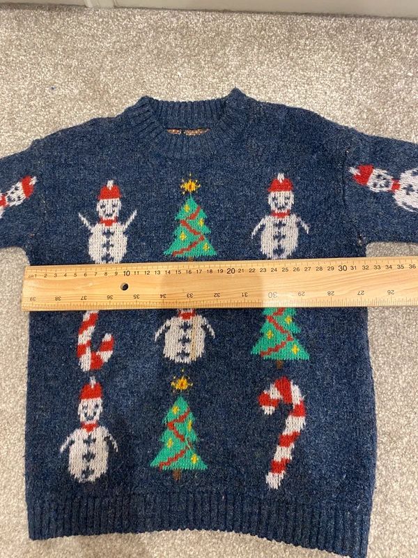 Vintage Christmas Snowman Candy Cane Jumper