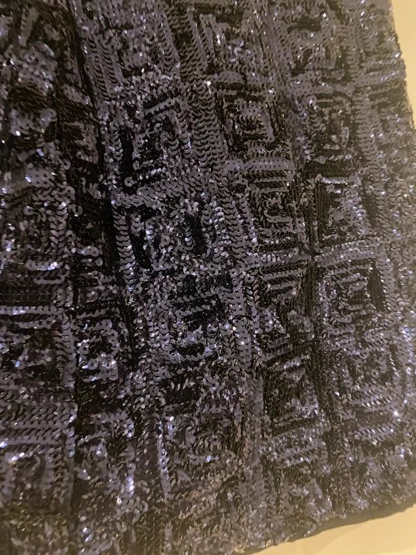 Navy Sequin Mini Skirt Geometric Pattern Party Festival Skirt UK 10