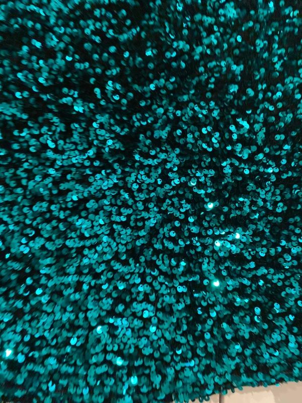Sequin Mini Skirt XL Teal Green Sparkly Party Skirt Silver Bow Waist Glam