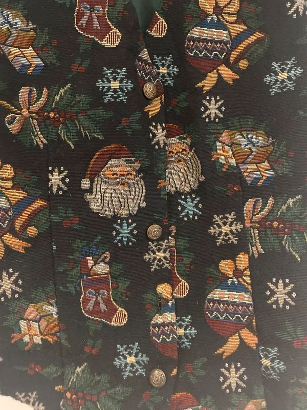 White Stag Christmas Tapestry Waistcoat Vest Green Santa Festive UK 8–10