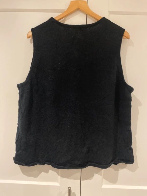 Christmas Snowman Knit Waistcoat Vest Black Festive UK 16/18
