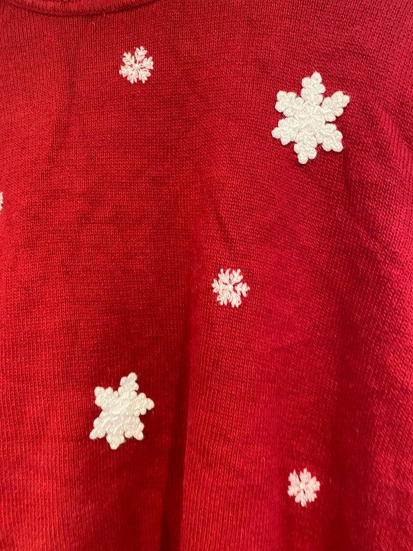 Women’s XXL Christmas Jumper – Red with Penguin & Snowflakes