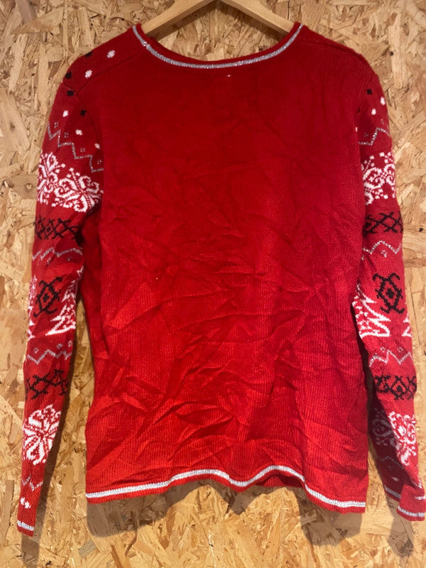 Red Fair Isle Christmas Jumper with Sequins – Festive Knit