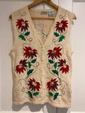 Vintage Bobbie Brooks Floral Embellished Knit Vest S