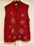 Southern Lady Christmas Jumper Vest Red Snowflake Embellished UK 14–16