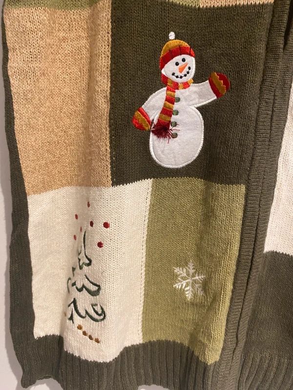 Crystal Kobe Christmas Knit Vest Zip Up Snowman Patchwork UK 10–12
