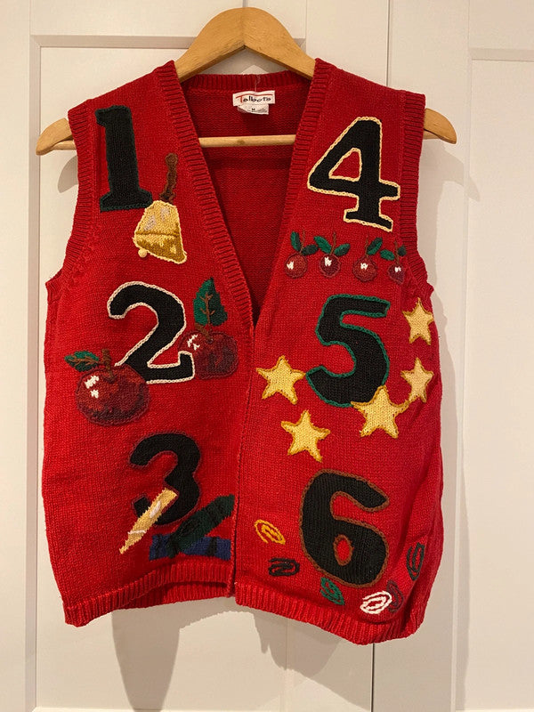 Talbots Festive Knit Vest / Waistcoat – Vintage Style – Size M