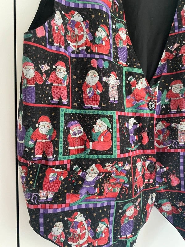 Vintage Carolina Colours Christmas Santa Waistcoat Vest L/XL Festive Cotton