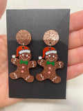 Gingerbread Man Glitter Christmas Earrings – New